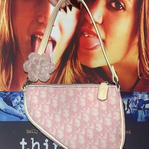 Dior Pink Floral Accent Shoulder Bag